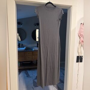 Gray Fitted Maxi Dress